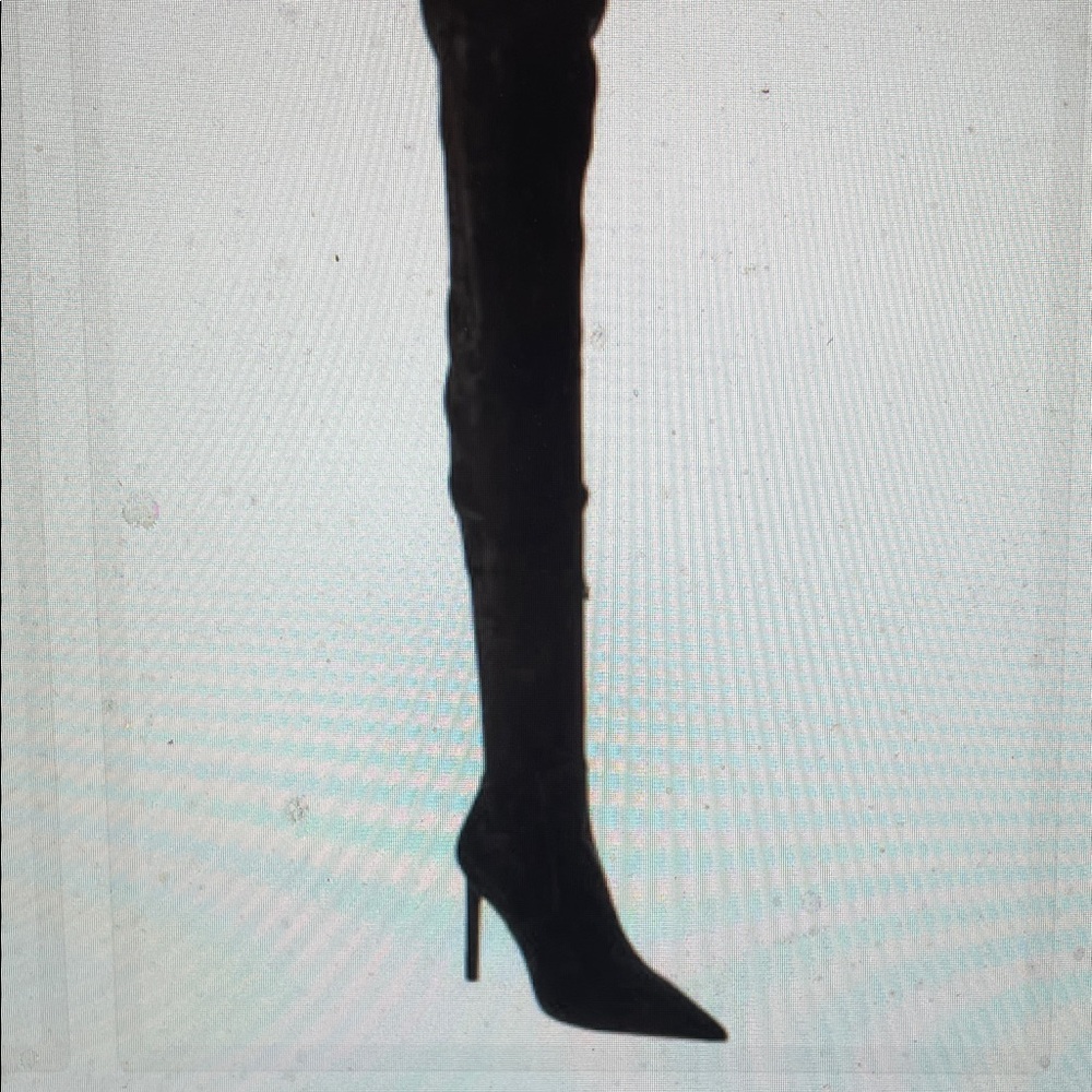 Michael kors Black Over-the-Knee heeled Boots with logo plate heel. New